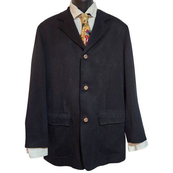 Tommy Bahama Island Soft Black Silk Blazer Medium Mens J. Garcia Silk Tie Bundle - Picture 3 of 16